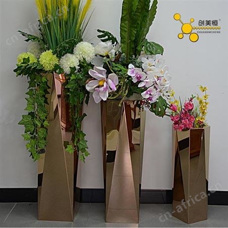 不锈钢V型花盆  户外花箱组合售楼部广场装饰花槽