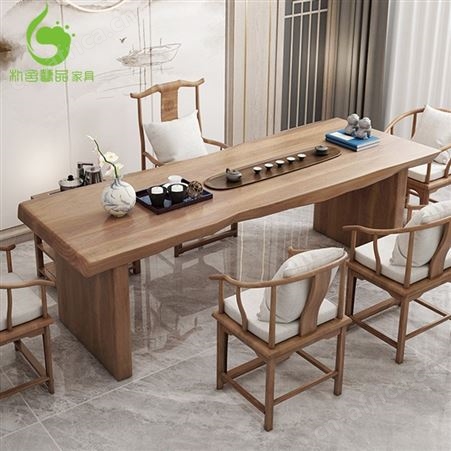 实木茶桌椅组合 功夫茶台 新中式禅意茶桌子 田园风格家用泡茶桌 会客桌整木桌