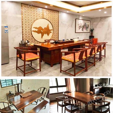 服装店展示桌 北欧原木大班台 复古简约大板 会泡茶商用家用实木桌