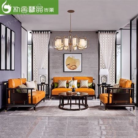 清远朴舍家具酒店实木沙发 民宿沙发  新中式实木家具