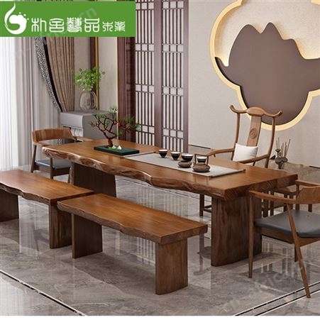 服装店展示桌 北欧原木大班台 复古简约大板 会泡茶商用家用实木桌