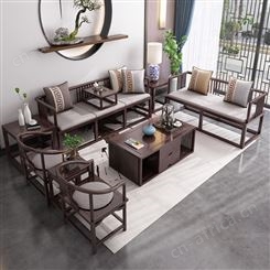 上海现代简约沙发组合 客厅新中式沙发  新中式实木沙发组合工厂