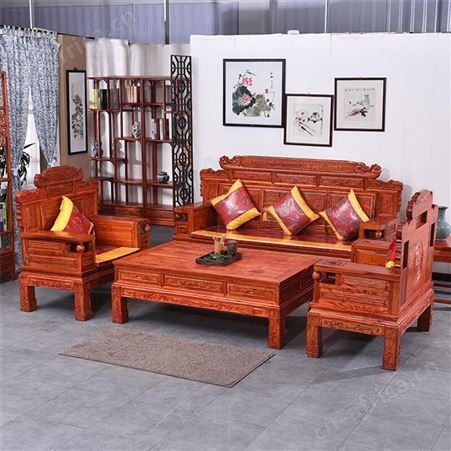 虎大师经典款五件套红木家具 非洲鸡翅木实木家具沙发 中式仿古客厅组合沙发 小户型整装五件成套家具