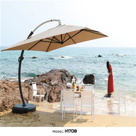 沙滩侧立伞价格 煌仑 庭院休闲伞 侧立铝香蕉伞